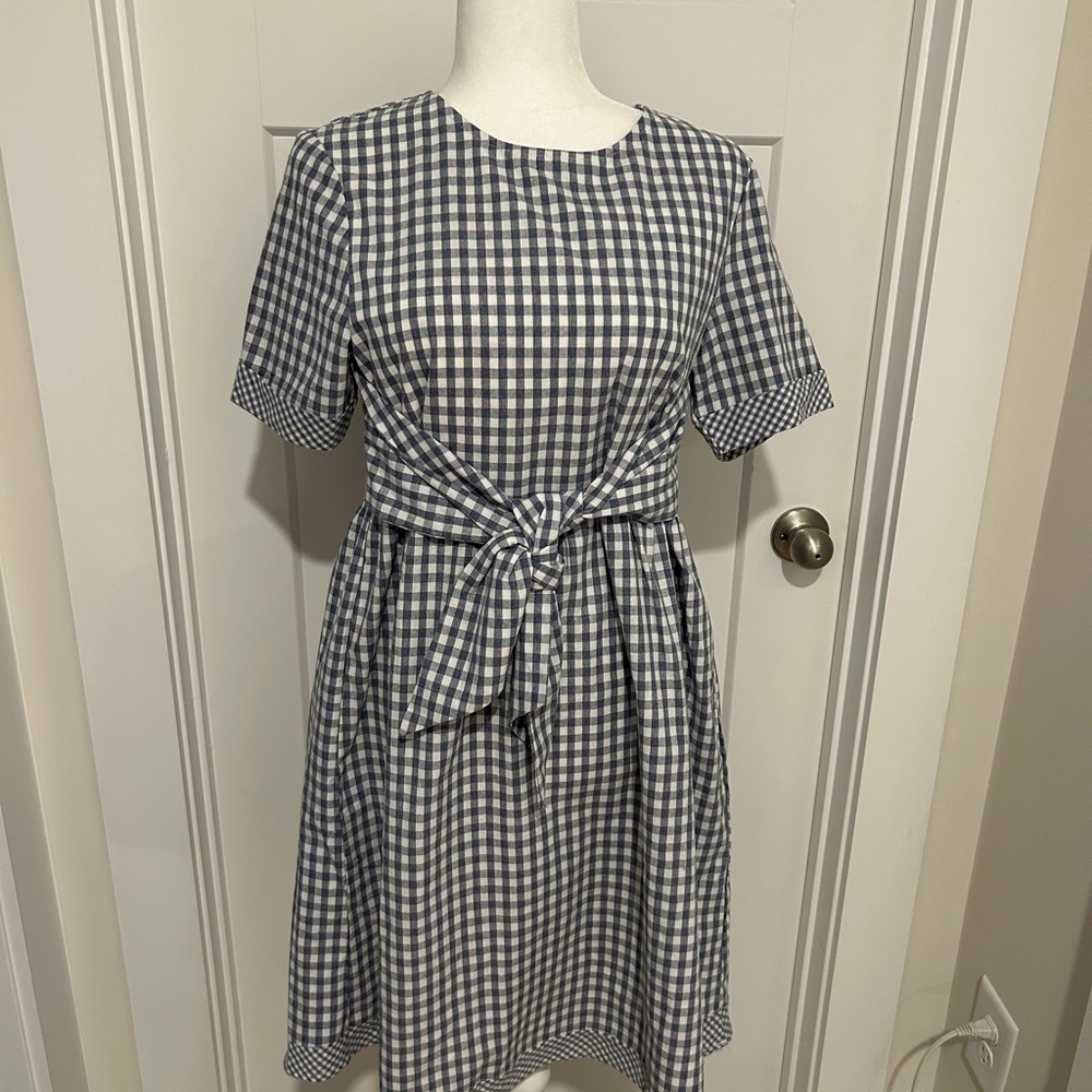 Classic Gingham Dress in Blue and White